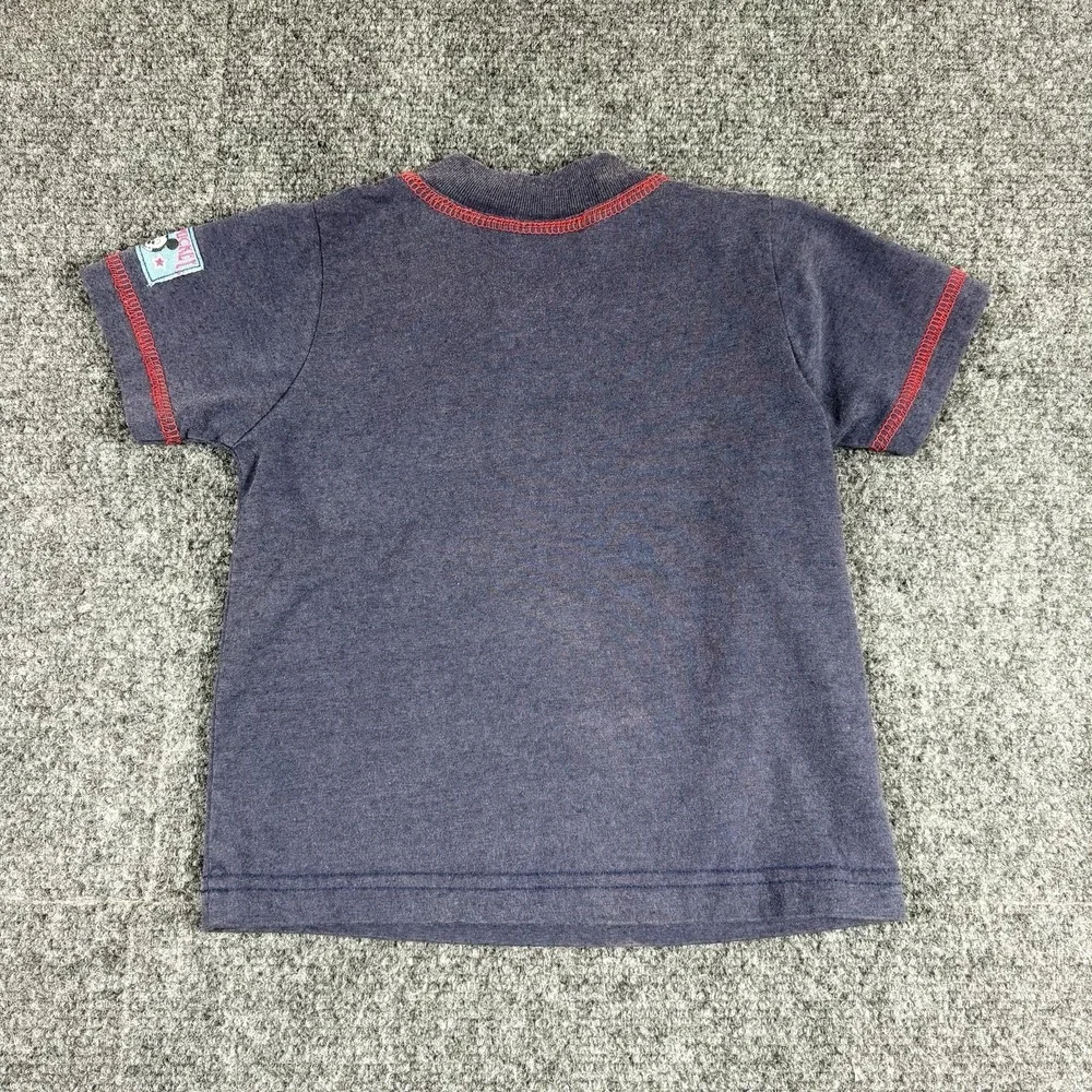 Vintage Y2K Disney Baby Shirt Boys 18M Blue Baseball Tee Baseball Buttons Faded‎
